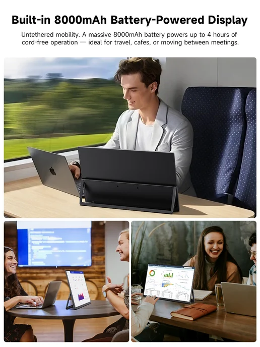 Uperfect 15.6" Беспроводной монитор 60 Гц с 8000mAh батареей, 8000 мАч, фото 6