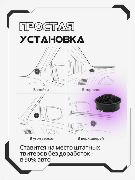 AkulaPlay Твитеры автомобильные пищалки высокочастотные в машину, черный, в упаковке 240 г, фото 4