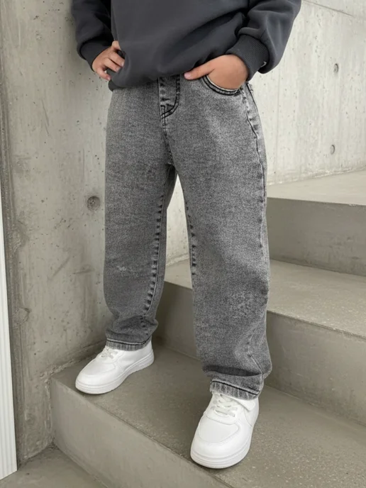 DIGI Kids Джинсы бананы подростковые на резинке на мальчика, серый, фото 6