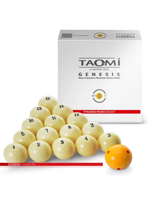 Tao-Mi Шары для бильярда GENESIS 67 мм Желтый биток с точками, желтый, фото 2