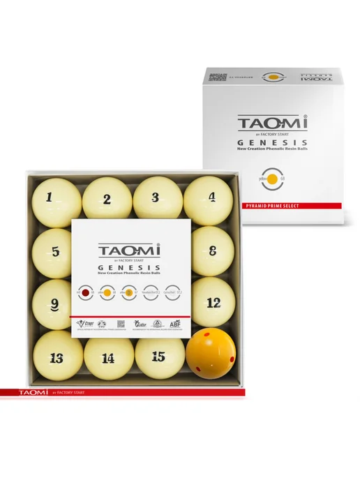 Tao-Mi Шары для бильярда GENESIS 67 мм Желтый биток с точками, желтый, фото 6