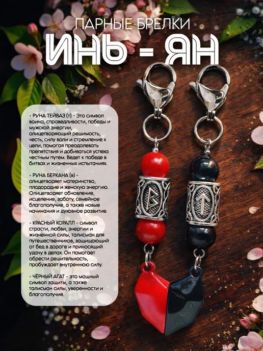 Fabio Ross Collection Парные брелки Инь-Ян подарок 14 февраля, черный, фото 2