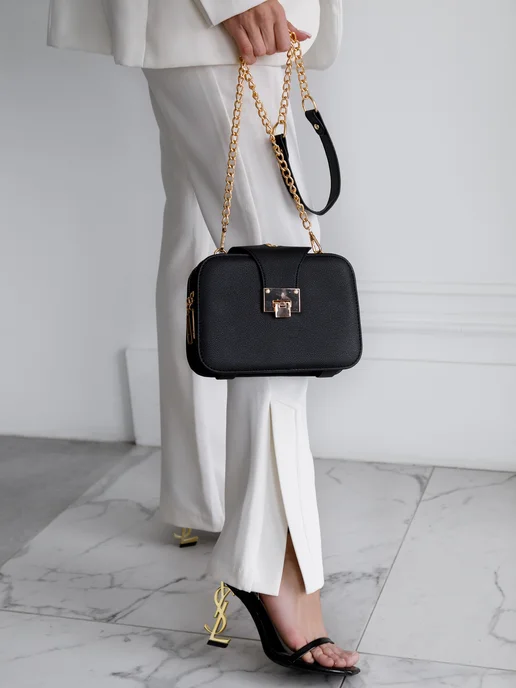 RE PERFECT Сумка через плечо кросс-боди маленькая на цепочке, черный, фото 3