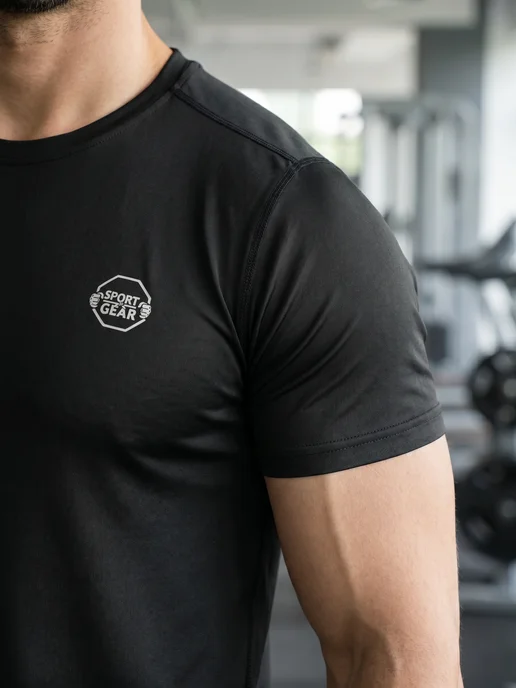 SPORT GEAR Спортивная футболка для тренировок и фитнеса в зале, черный, фото 4