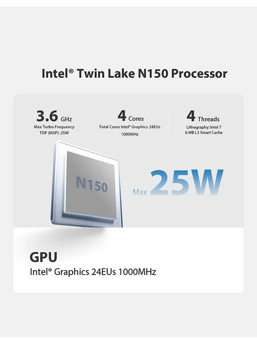 Beelink Мини компьютер MINI S13 intel N150, 12ГБ+500 ГБ, 12 ГБ, 500 ГБ, фото 5