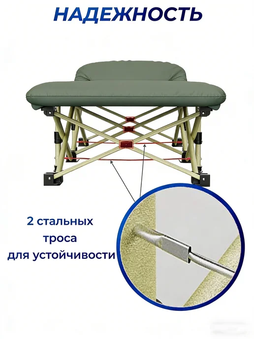 mircamping Раскладушка с матрасом взрослая с подогревом туристическая, зеленый, фото 6