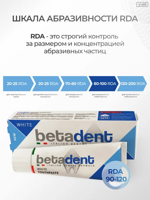 Betadent Зубная паста отбеливающая White, со фтором 100 мл, 100 мл, фото 6