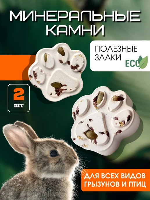 Пищевая добавка морской белый ракушечник Минеральный камень для грызунов хомяков и попугаев 2шт, 2 шт