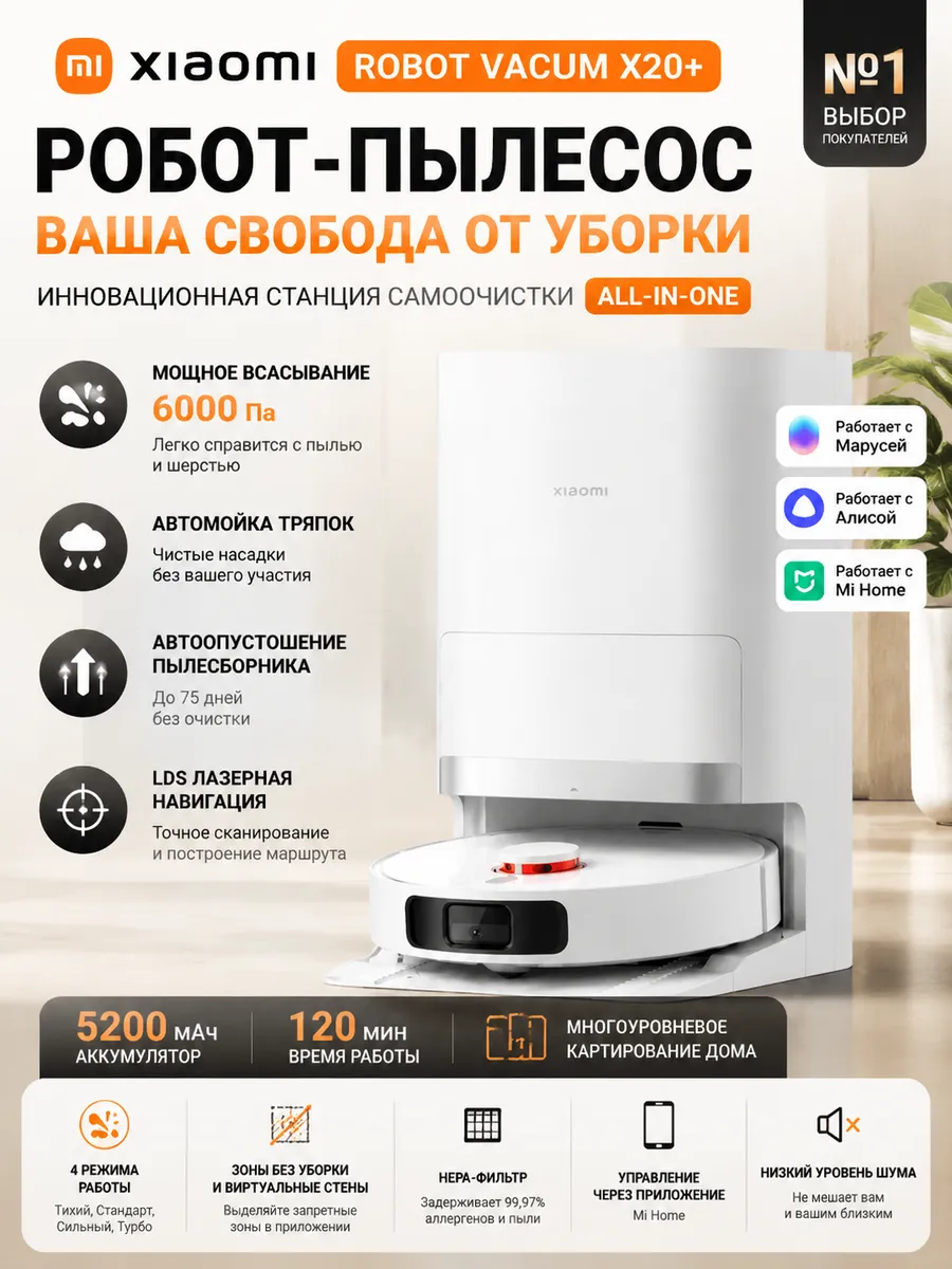 Xiaomi Робот-пылесос Robot Vacuum X20+ EU