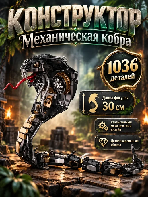 LEGO,, Конструктор Механическая кобра 1036 деталей, черный