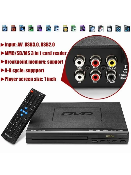 DVD плеер HD с USB Черный DVD-плеер, черный, фото 5