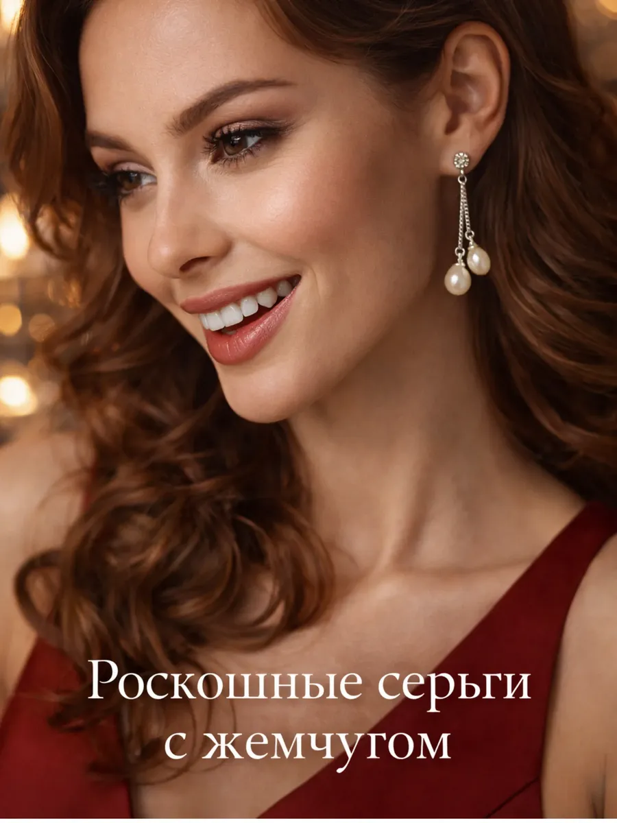 Подарок любимой на 8 марта сережки натуральный жемчуг .