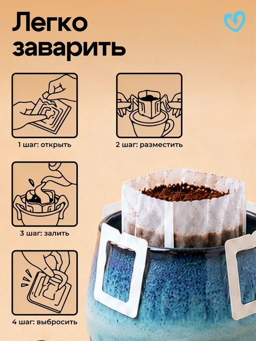 Стрелка кофе Дрип кофе молотый арабика 100%, Бразилия Фенси, 10шт х 11,5г, 10 шт, 11,5 г, фото 5
