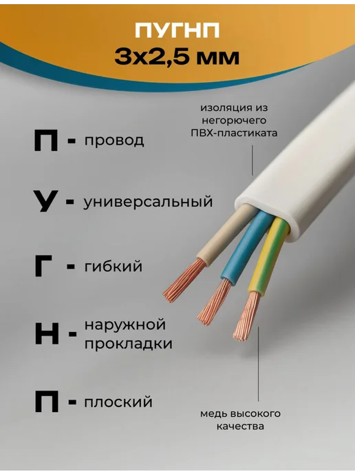 Кабель ПУГНП медный 3*2,5 30 метров, 3x2.5, 40 м, фото 2
