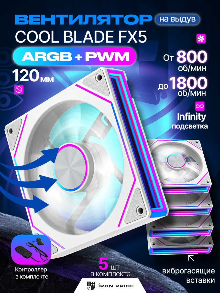 Комплект вентиляторов Cool Blade FX5White 120мм ARGB+PWM 5шт