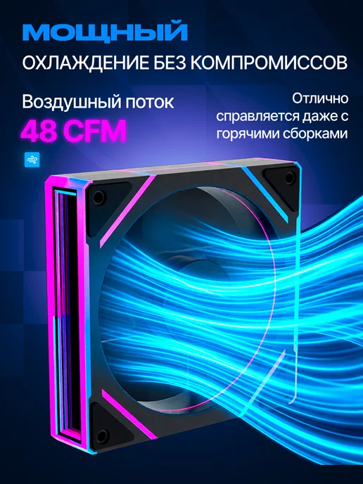 IRON PRIDE Комплект вентиляторов Cool Blade FX7Black 120мм ARGB+PWM 5шт, 5 шт, фото 5