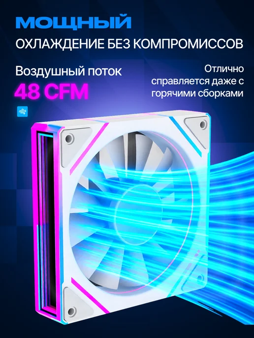 IRON PRIDE Комплект вентиляторов Cool Blade FX7White 120мм ARGB+PWM 5шт, 5 шт, фото 5