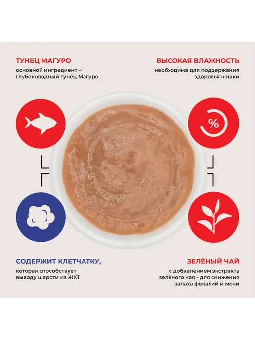 Inaba Лакомство-пюре для кошек для вывода шерсти, тунец-56г х 5уп, 56 г, фото 3