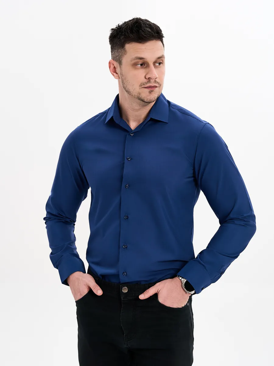 Рубашка с длинным рукавом приталенная slim fit сорочка