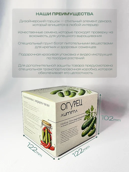 ECOseeds Набор для выращивания Огурцы корнишоны, вариант, фото 2