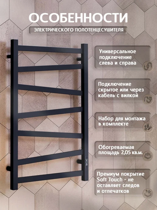 Полюс тепла Полотенцесушитель электрический Геометрия 60x50, 80x50, фото 3
