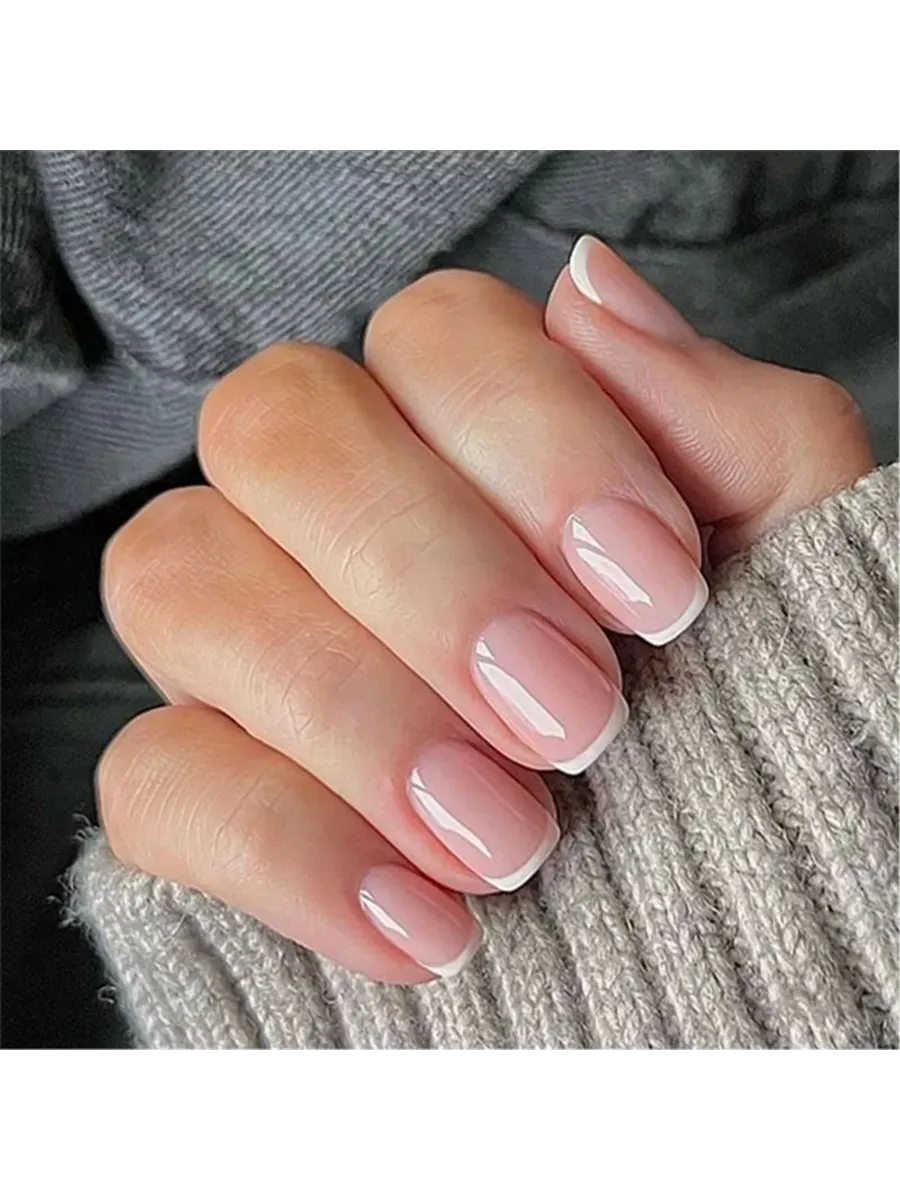 Розовые французские ногти с белой окантовкой, короткие 797598889 купить ...