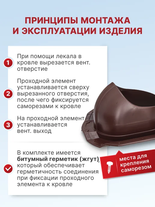 GERVENT Комплект активной вентиляции для профнастила PROF-20, коричневый, фото 4
