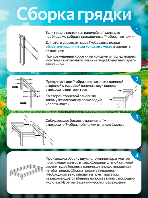удачная грядка Грядка оцинкованная 3 м на 0,5 высота 15 см для огорода, 5 м, фото 8