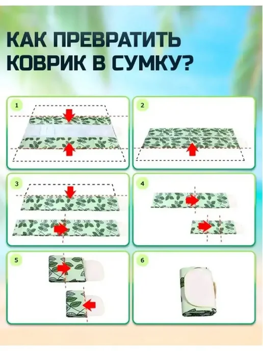 Пляжный коврик подстилка для пикника, синий, фото 3