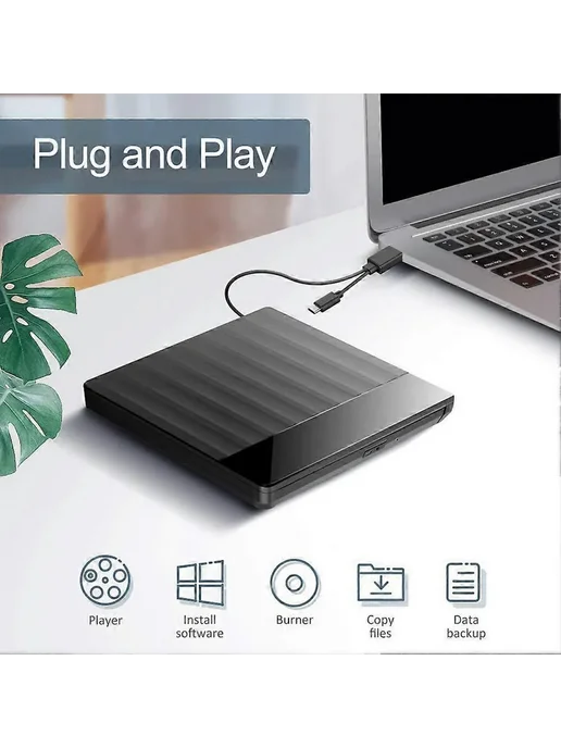 Внешний CD DVD привод USB 3 0 порт USB C, вариант, фото 3