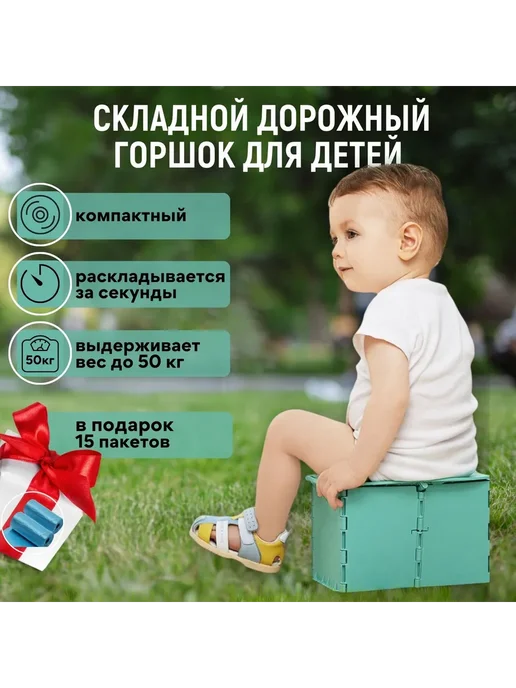 Дорожный горшок детский складной Бирюзовый, вариант