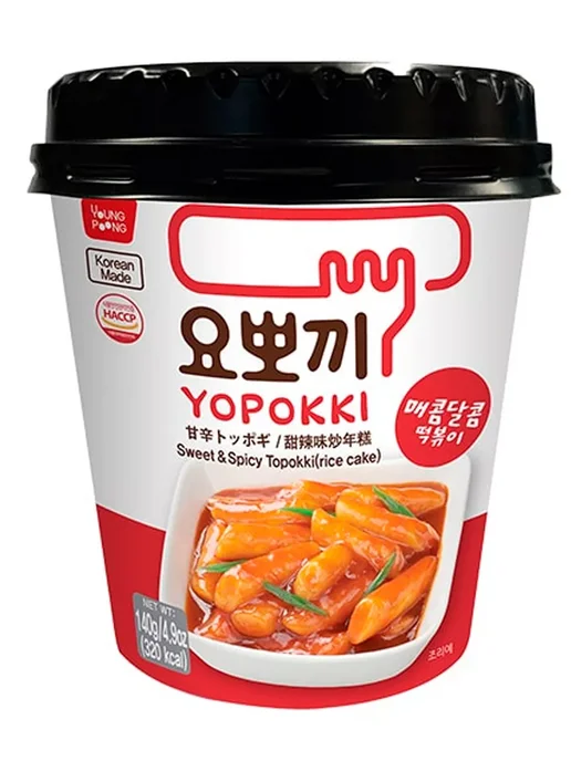 Yoppoki Токпокки рисовые палочки с сладко-острым соусом стакан140г, вариант, фото 2