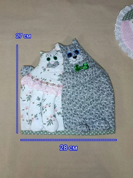Грелка для чайника. Кот и кошечка, серый, фото 7