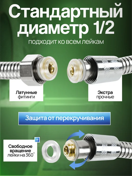 Душевой шланг 1.75 метра, 1,75 м, фото 2