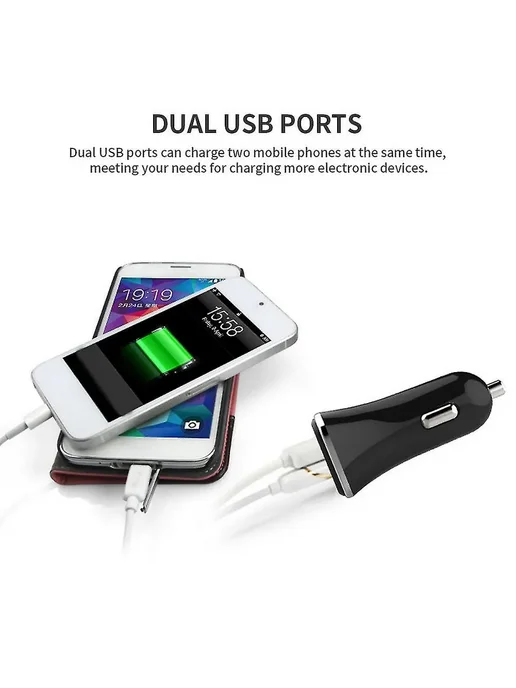 Автомобильный зарядник 2 USB 5V 2 4A Цв Черный, черный, фото 3
