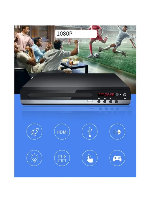 DVD плеер GLZ33 черный, USB, HDMI, черный, фото 6