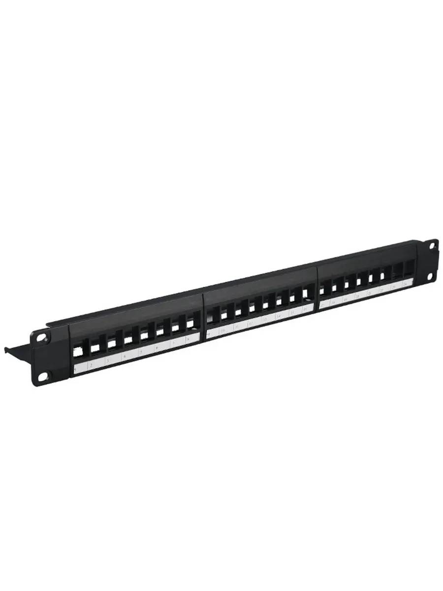 19" 1U 24-портовая коммутационная панель CAT6 RJ45: Черный