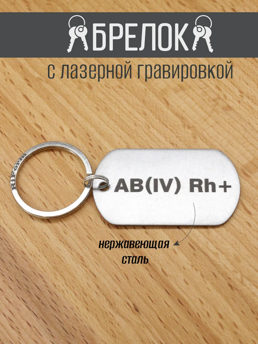 Брелок жетон армейский "Группа крови AB(IV) Rh+"