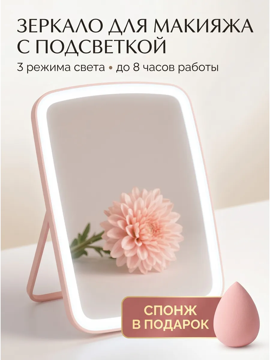 Зеркало с подсветкой настольное