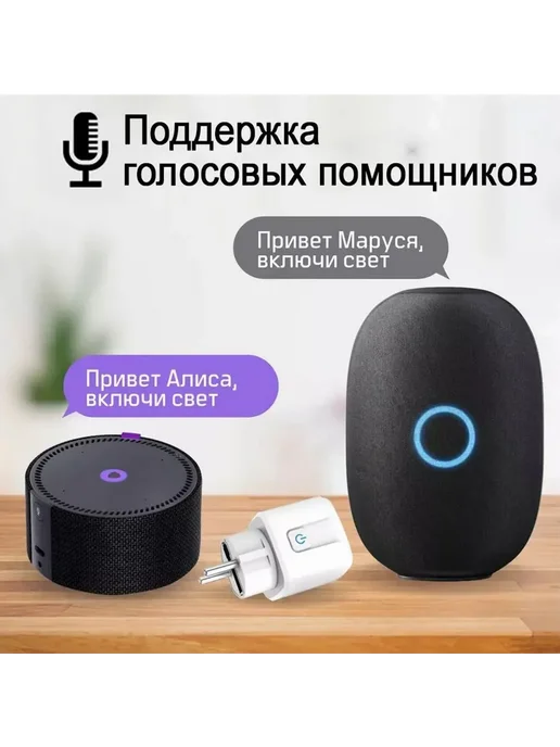 Умная розетка WiFi Tuya (Алиса, Google Home, Маруся) Белый, белый, фото 2