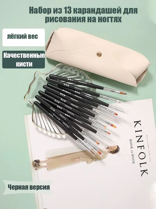 Кисть для маникюра черный Нейлон, черный