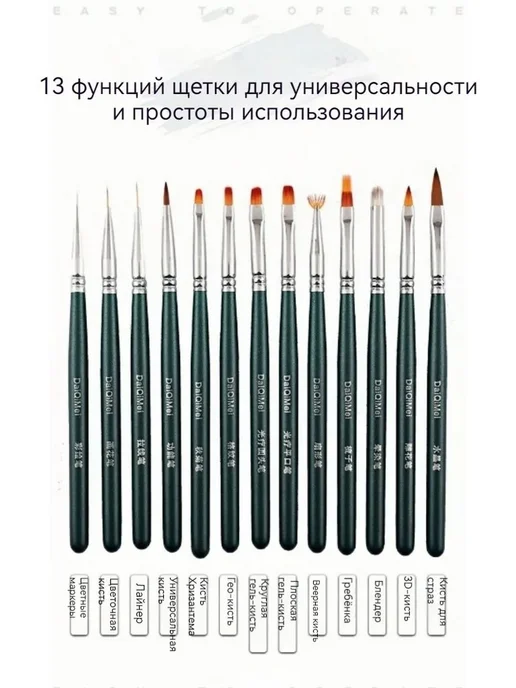 Кисть для маникюра черный Нейлон, черный, фото 4