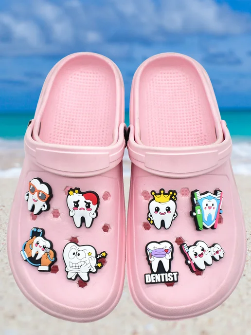 Дзябитсы Джибитсы на crocs врачам и медсестрам Стоматология Зубы, голубой, фото 2