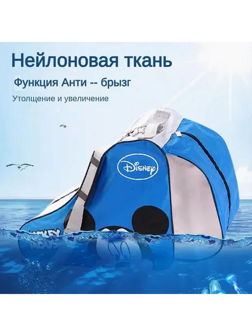 Сумка для роликов синяя детская с плечевым ремнем, синий, фото 2