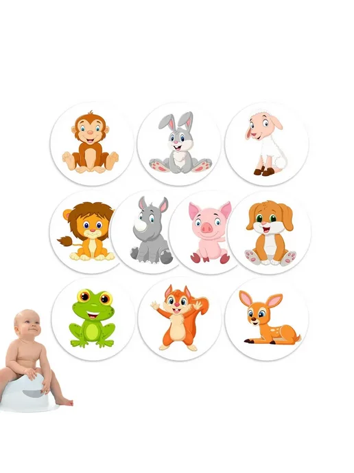 Наклейки для горшка PottyGo! животные 10 шт, 10 шт, фото 7