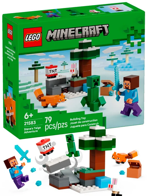 LEGO Конструктор Minecraft 21583 Приключения Стива в тайге, синий