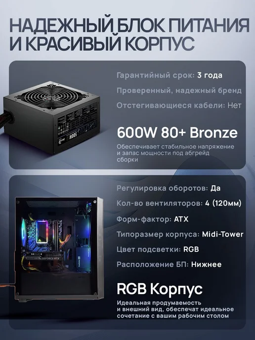 Игровой ПК Intel i7-14700F RTX 5060Ti 32 GB SSD 960 GB, 32 ГБ, 960 ГБ, фото 5