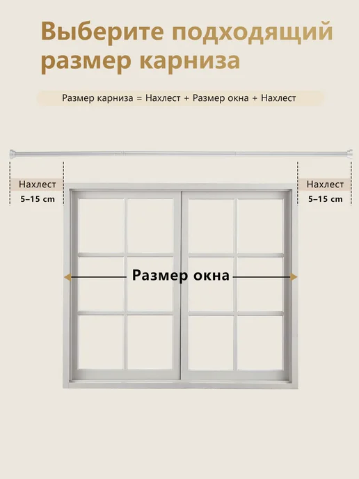 Widyana Карниз для штор настенный однорядный металлический 70-190 cm, серый, фото 6