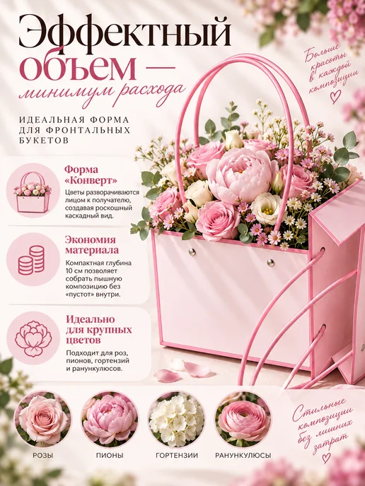 Eva Viktory Сумка флористическая. Коробка для букета 1 шт, 5 шт, фото 4