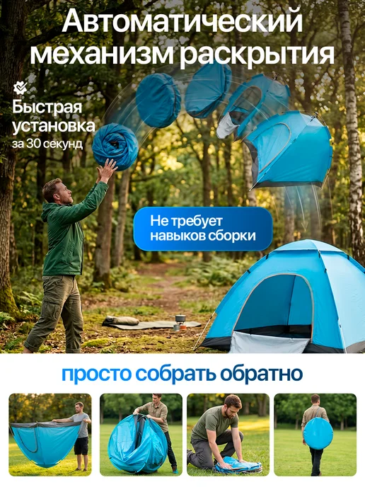 LIGHTINGTON Палатка автоматическая туристическая 2 местная, вариант, фото 2